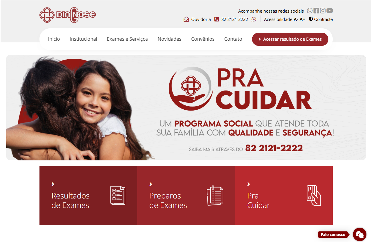 Site desenvolvido pela Cibien Design para Diagnose — Clínica de diagnóstico