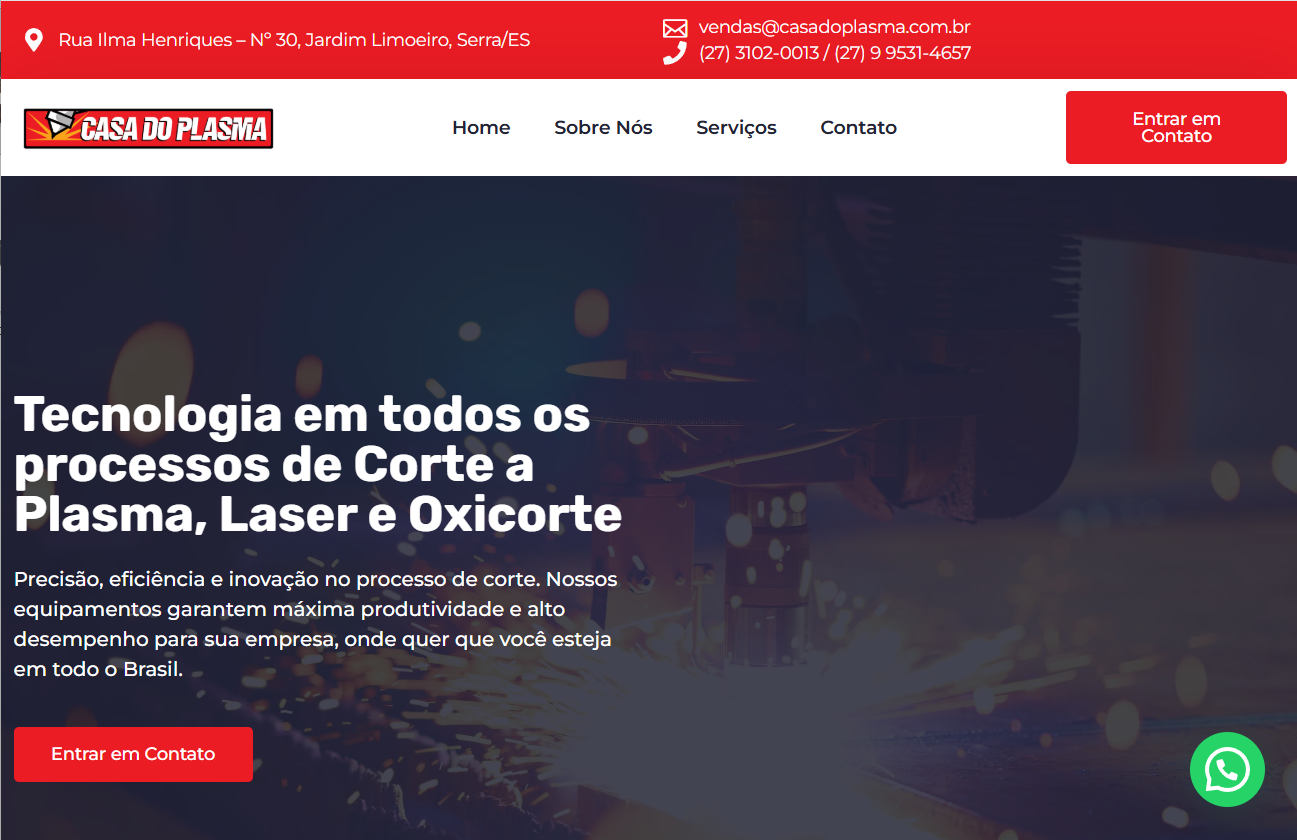 Site desenvolvido pela Cibien Design para Casa do Plasma — Máquinas de corte CNC a plasma