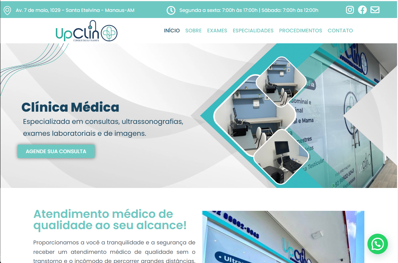 Site desenvolvido pela Cibien Design para UpClin — Clínica de saúde